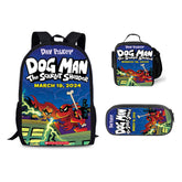 Dog Man  Schoolbag Backpack Lunch Bag Pencil Case 3pcs Set Gift for Kids Students